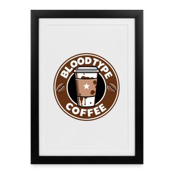 Groupe sanguin café dessin animé cadeau - Affiche encadrée (27 × 37 cm) - noir - Devant