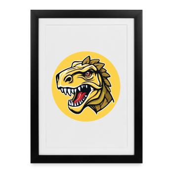 La tête d’un dinosaure à l’allure dangereuse - Affiche encadrée (27 × 37 cm) - noir - Devant
