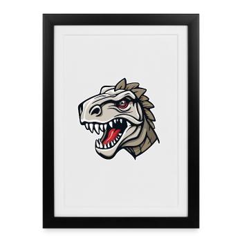 La tête d’un dinosaure à l’allure dangereuse - Affiche encadrée (27 × 37 cm) - noir - Devant