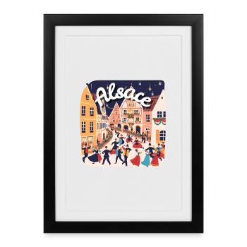 Alsace festive dance village - Framed poster (27 × 37 cm) - black - Front