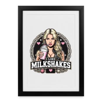Milkshake Blonde Femme Blonde Cadeau - Affiche encadrée (27 × 37 cm) - noir - Devant
