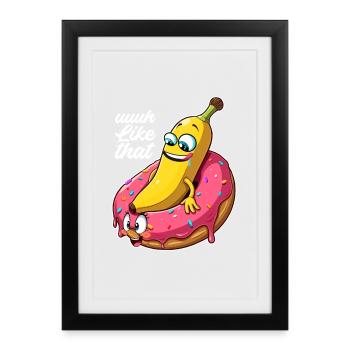 Banane Donut Relation Amour Faire Cadeau - Affiche encadrée (27 × 37 cm) - noir - Devant