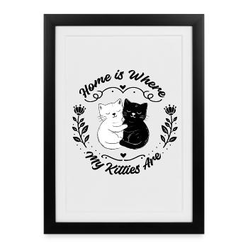 Home is Where My Kitties Are-minimalist - Framed poster (27 × 37 cm) - black - Front