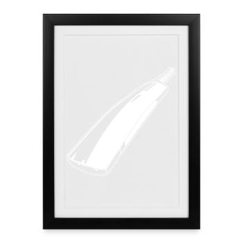 Dessin de batte de cricket - Affiche encadrée (27 × 37 cm) - noir - Devant