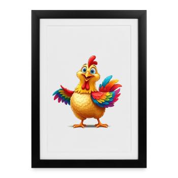 Vibrant Rainbow Chicken Illustration - Framed poster (27 × 37 cm) - black - Front