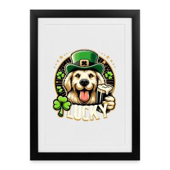 Golden Retriever St Patrick Design - Framed poster (27 × 37 cm) - black - Front