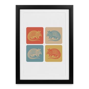 Vintage Armadillo Armadillo Pop Art - Framed poster (27 × 37 cm) - black - Front