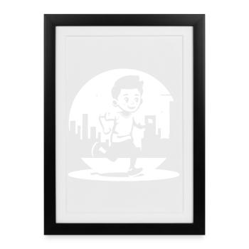 Garçon marathonien - Affiche encadrée (27 × 37 cm) - noir - Devant