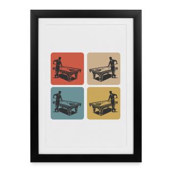 Joueur de billard vintage - Affiche encadrée (27 × 37 cm) - noir - Devant