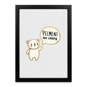 Pelmeni Call Sweet Bear Cadeau d’or - Affiche encadrée (27 × 37 cm) - noir - Devant