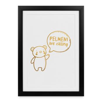 Pelmeni Call Sweet Bear Cadeau d’or - Affiche encadrée (27 × 37 cm) - noir - Devant