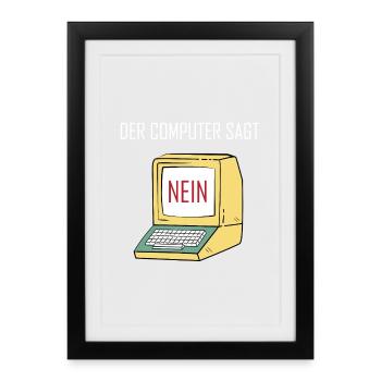 Retro Funny Computer Sagt Nein - Geeky Tech Nerd - Framed poster (27 × 37 cm) - black - Front