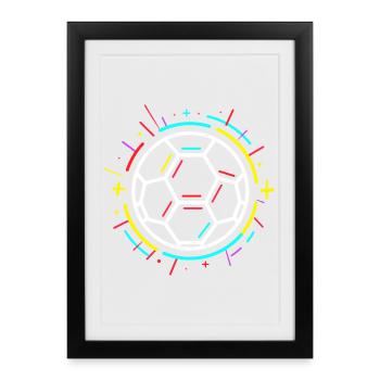 Dessin de ballon de football - Affiche encadrée (27 × 37 cm) - noir - Devant