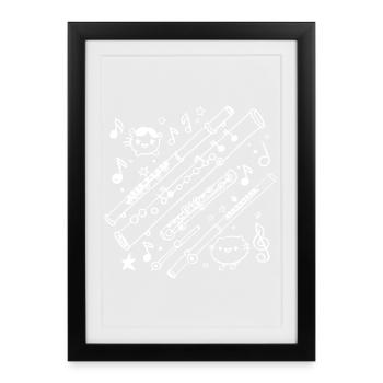 Flute Cartoon Look - Framed poster (27 × 37 cm) - black - Front