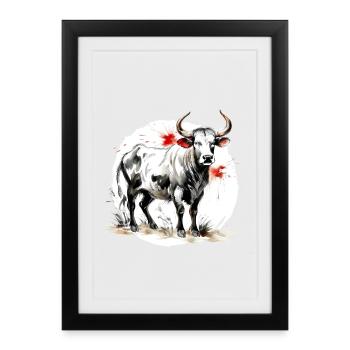 signe du zodiaque chinois Buffle - Affiche encadrée (27 × 37 cm) - noir - Devant