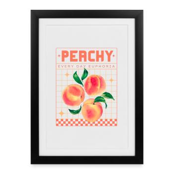 Peachy Euphoria – Retro Fruit Aesthetics - Framed poster (27 × 37 cm) - black - Front