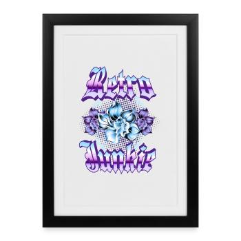 Retro Junkie – Style floral gothique des années 90 - Affiche encadrée (27 × 37 cm) - noir - Devant