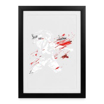 Female Karateka Drawing - Framed poster (27 × 37 cm) - black - Front