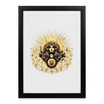 Ukraine Femme Ukrainien Fleur D’or Couronne Cadeau - Affiche encadrée (27 × 37 cm) - noir - Devant