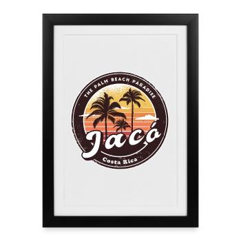Jacó – Costa Rica Palmiers Beach Design - Affiche encadrée (27 × 37 cm) - noir - Devant