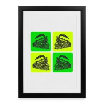 Steam locomotive retro design - Framed poster (27 × 37 cm) - black - Front