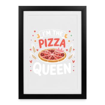 Je suis la reine de la pizza - Affiche encadrée (27 × 37 cm) - noir - Devant