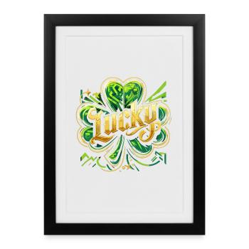 Trèfle de la Saint-Patrick Happy Gift - Affiche encadrée (27 × 37 cm) - noir - Devant
