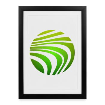 Motif Psychédélique Dégradé Vert - Affiche encadrée (27 × 37 cm) - noir - Devant