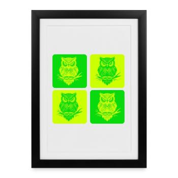 Hibou – L’élégance intemporelle en forêt - Affiche encadrée (27 × 37 cm) - noir - Devant