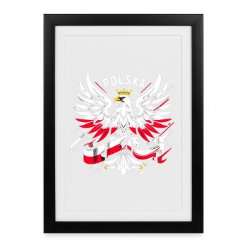 Poland Polska Eagle Flag Flag Epic Gift - Framed poster (27 × 37 cm) - black - Front