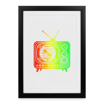 Télévision rétro – Oldschool Vibes - Affiche encadrée (27 × 37 cm) - noir - Devant