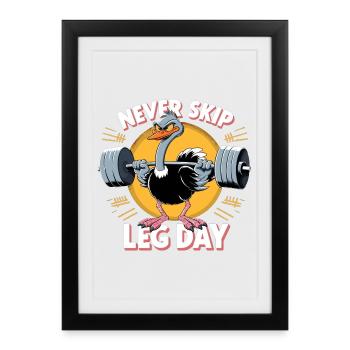 Jambe jour autruche jambe entraînement drôle Gym cadeau - Affiche encadrée (27 × 37 cm) - noir - Devant
