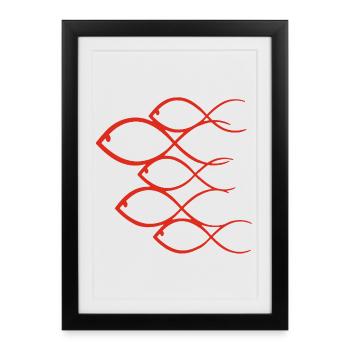 Ban de poissons rouges - Affiche encadrée (27 × 37 cm) - noir - Devant