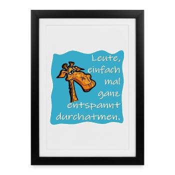 GIRAFFE ENTSPANNUNG DURCHATMEN - Gerahmtes Poster (27 × 37 cm) - Schwarz - Vorne