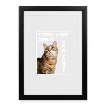 Jésus Chat - Affiche encadrée (27 × 37 cm) - noir - Devant