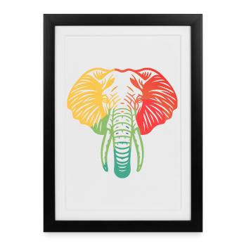 Elephant Head Colorful - Framed poster (27 × 37 cm) - black - Front