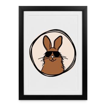 lapin cool - Affiche encadrée (27 × 37 cm) - noir - Devant