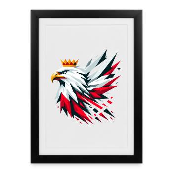 Poland Polska Eagle Flag Flag Geometry Gift - Framed poster (27 × 37 cm) - black - Front