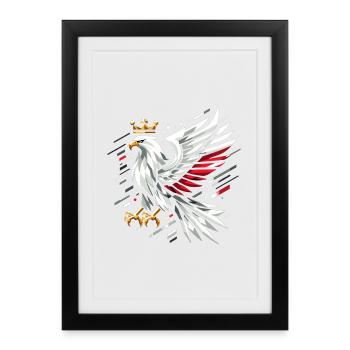 Poland Polska Eagle Flag Flag Geometry Gift - Framed poster (27 × 37 cm) - black - Front