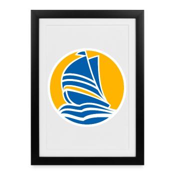 Voilier coucher de soleil minimal - Affiche encadrée (27 × 37 cm) - noir - Devant