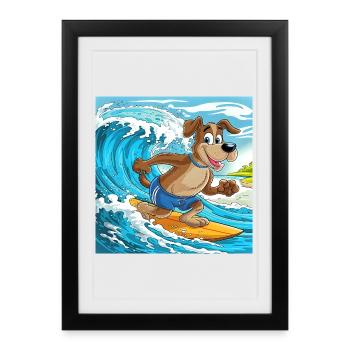 The Dog Surfer - Framed poster (27 × 37 cm) - black - Front