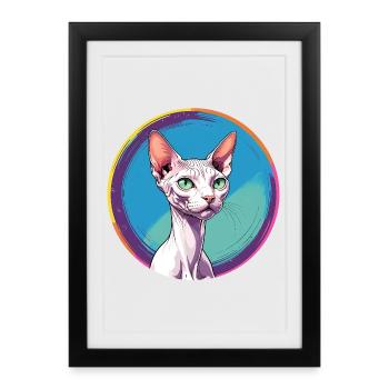 Chat Sphynx - Affiche encadrée (27 × 37 cm) - noir - Devant