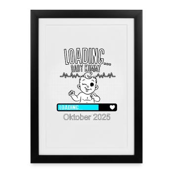 Baby lädt… Ankunft: Oktober 2025 - Gerahmtes Poster (27 × 37 cm) - Schwarz - Vorne
