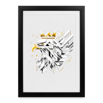 Poland White Eagle Flag Flag Geometry Gift - Framed poster (27 × 37 cm) - black - Front