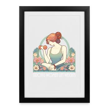 Fitness Femmes fortes Levage Poids Gym Cadeau - Affiche encadrée (27 × 37 cm) - noir - Devant