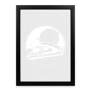 Dessin de pièce de pizza - Affiche encadrée (27 × 37 cm) - noir - Devant