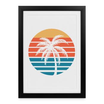 Ambiance vintage de la plage - Affiche encadrée (27 × 37 cm) - noir - Devant