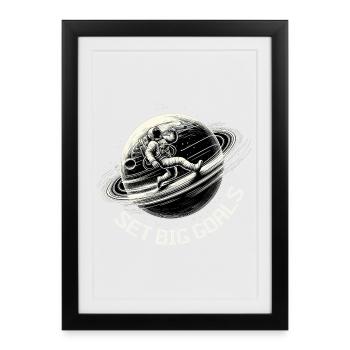 Astronaute Planète Grands Objectifs Orbite Jogging Cadeau - Affiche encadrée (27 × 37 cm) - noir - Devant