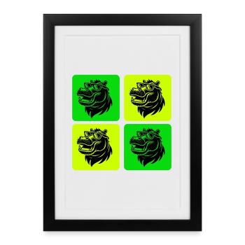 Hippo with sunglasses - Framed poster (27 × 37 cm) - black - Front
