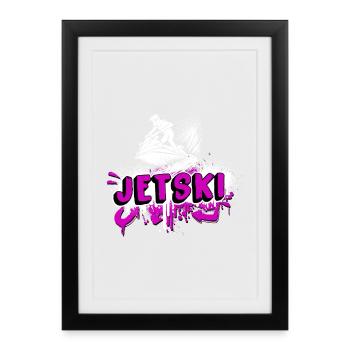 Jet Ski Graffiti – Splash and Ride - Affiche encadrée (27 × 37 cm) - noir - Devant